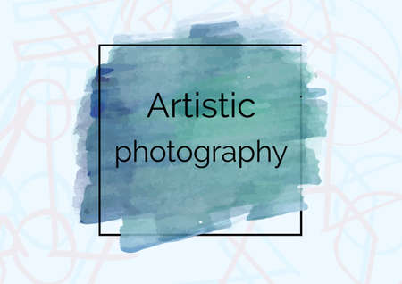 Digitally generated image of artistic photography text over green brush stroke on white background....