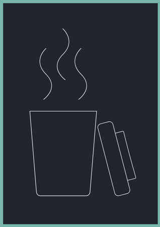 Digitally generated image of a coffee cup icon against grey background. coffee shop and cafe background template illustration conceptの写真素材