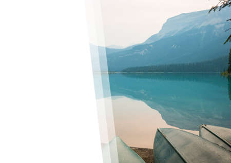 Composition of beautiful landscape on cloudy day in mountains. nature and template concept digitally generated image.の写真素材