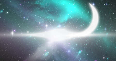 Image of moon and stars on sky. christmas, tradition and celebration concept digitally generated...