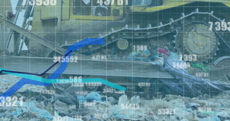Image of financial data processing over a garbage dump. digitalinterface global finance and business...