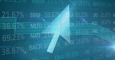 Image of a cursor with stock data floating. digital interface global connections concept digitally...