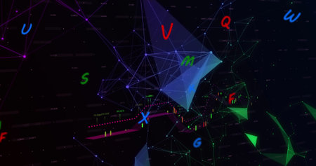 Image of financial data processing. global business, finances, digital interface and connections...