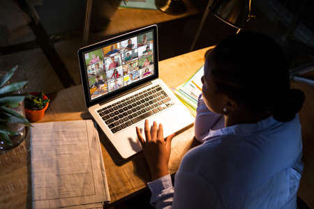 Businesswoman working on laptop in the officeの写真素材