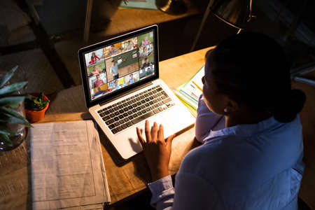 Businesswoman working on laptop in the office