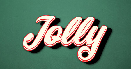 Composition of jolly text over green background at christmas. christmas, winter, tradition and celebration concept digitally generated imageの写真素材