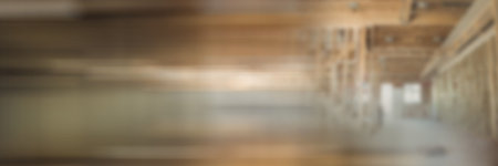 Defocused image of empty construction site with incomplete wooden structures office. construction site and architecture.の写真素材