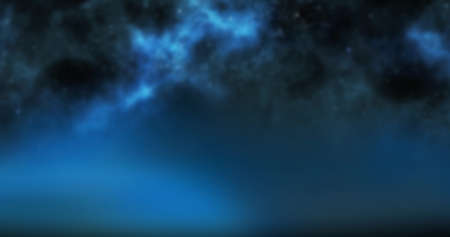Digital image of red fireworks exploding in the dark sky with clouds