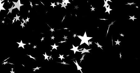 Image of christmas stars falling over black background. christmas, tradition and celebration concept digitally generated image.の写真素材