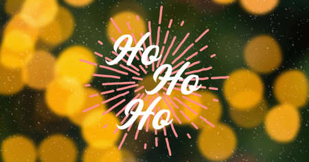 Image of ho ho ho text at christmas over light spots. christmas, winter, tradition and celebration concept digitally generated image.の写真素材