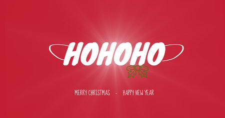 Hohoho text along with christmas and new year wishes on red background with copy space. christmas celebration and gifts.の写真素材