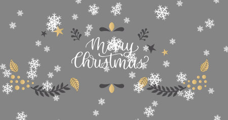 Image of christmas season&#39;s greeting over decoration and snow falling. christmas, tradition and celebration concept digitally generated image.の写真素材