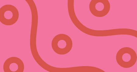 Image of red curves and circles on pink background. celebration and event, movement and form concept...