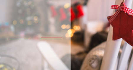 Image of christmas greetings in russian over decorations. orthodox christmas, tradition and celebration concept digitally generated image.の写真素材