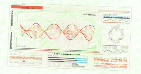 Image of dna strand and human brain over network of connections on screen. global science, research,...