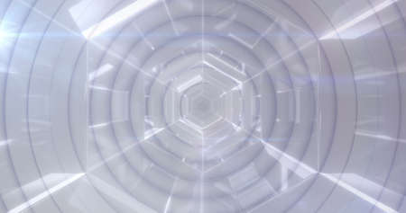 Image of white circles over digital tunnel. global data processing, connections and digital...