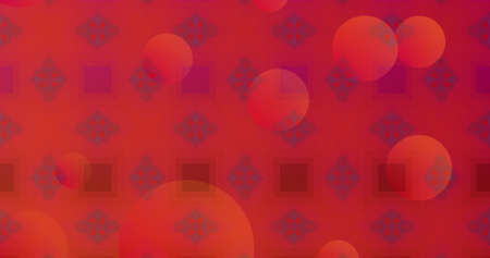 Image of orange spots over moving shapes. global data processing, connections and digital interface...