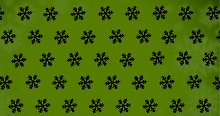 Digitally generated image of snowflakes pattern with copy space on green background. christmas festivity, vector and tradition.の写真素材
