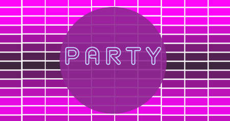 Digitally generated image of party text with pattern and copy space over pink background. vector, party and entertainment concept.の写真素材