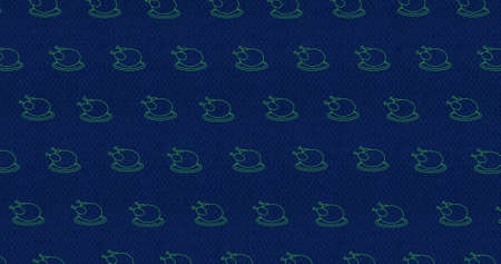 Full frame shot of turkey pattern on blue background with copy space. thanksgiving celebration,...