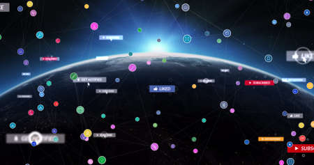 Digitally generated image of global connections with computer network in space. global...