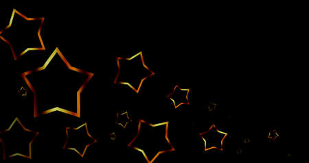 Digital composite image of star shapes with copy space on black background. christmas celebration and designs.の写真素材