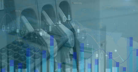 Image of financial data processing over businessman petrol distributor. global business, finances, digital interface and connections concept digitally generated image.の写真素材