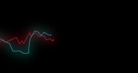 Image of financial data processing on black background. global business, finances, connections and digital interface concept digitally generated image.の写真素材