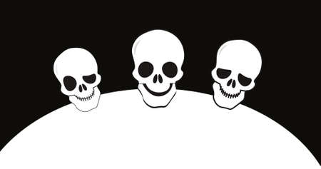 Composition of skull icons on black background. halloween, tradition and celebration concept digitally generated image.の写真素材