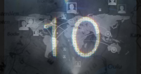 Image of network of connections over map. global science research and technology concept digitally...