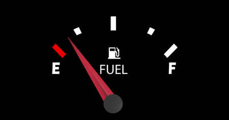 Image of fuel gauge moving over black background. car, travel, transport and fuel consumption...