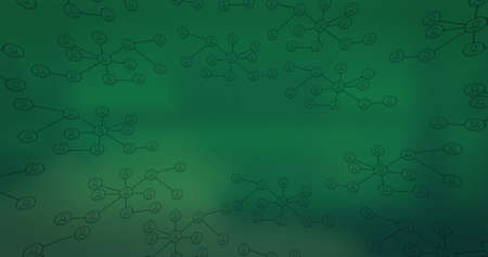Image of network of connections over green background. digital interface, technology and connections...