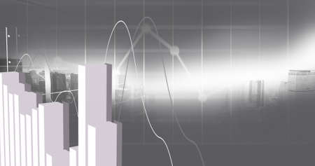 Image of data processing over cityscape. global business, finances, connections and digital...