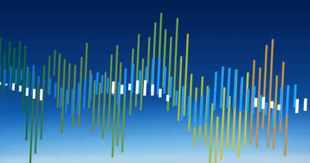 Image of data processing on blue background. global business, finances, connections and digital...