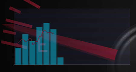 Image of data processing over car panel. global business, finances, connections and digital...