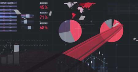 Image of data processing over car panel. global business, finances, connections and digital...