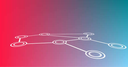 Image of chemical structure over blue to pink background. science and research concept digitally generated image.の写真素材