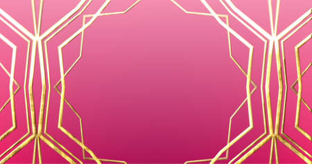 Image of glowing golden pattern over pink background. game pattern and movement concept digitally generated image.の写真素材