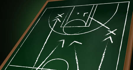 Image of game plan and sports field on board. global sports concept digitally generated image.の写真素材