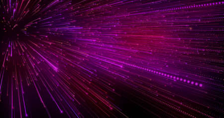 Image of background with moving pink and violet lines. colour, movement and digital interface concept digitally generated image.の写真素材