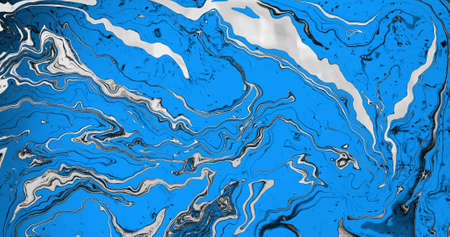 Image of background with moving white and blue waves. colour, movement and digital interface concept digitally generated image.の写真素材