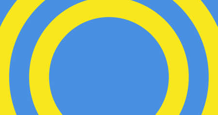 Digitally generated image of blue and yellow circles representing ukrainian flag. digital composite, copy space, patriotism and creative concept.の写真素材