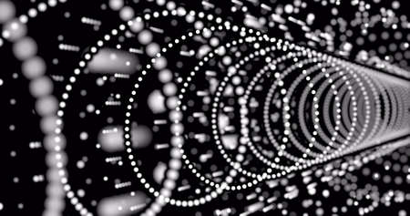 Image of network of connections moving over black background. global connections and networks...