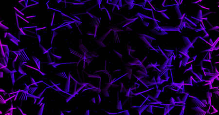Image of network of glowing purple connections on black background. global online connections, digital interface and networks concept digitally generated image.の写真素材
