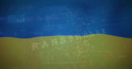 Image of digital padlock over flag of ukraine. ukraine crisis and international politics concept...