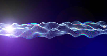Image of white digital mesh waving on purple background. pattern and movement concept digitally...
