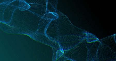 Image of blue digital mesh waving on blue background. pattern and movement concept digitally...