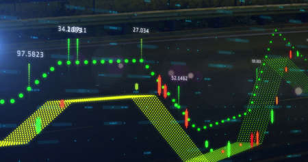 Image of changing financial data and graphs on black background. global finance, economy, ukraine...
