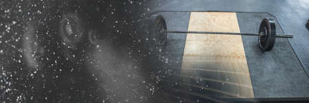 Blurred effect with copy space against equipment in an empty gym. gym fitness and sport conceptの写真素材