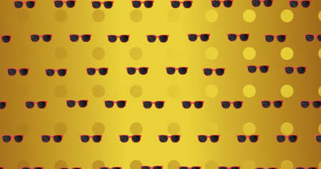 Full frame illustration of sunglasses over spotted golden background. digital composite, digitally...